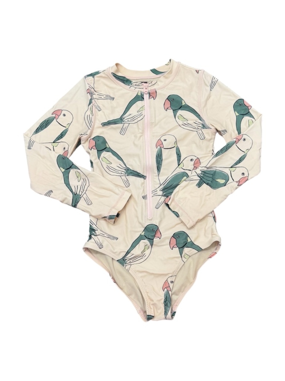 Tea Collection Bird Print Pink Rashguard Swimsuit